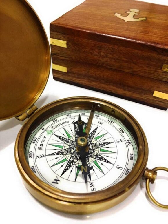 NauticalMart Brass Compass with Rosewood Case Engraved Poem Compass Handmade Baptism Gifts, Best Easter, Birthday, Mothers Day, Fathers Day, Graduation Gift, Wedding Gifts