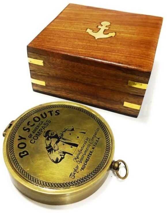 NauticalMart Brass Compass with Rosewood Case Engraved Poem Compass Handmade Baptism Gifts, Best Easter, Birthday, Mothers Day, Fathers Day, Graduation Gift, Wedding Gifts