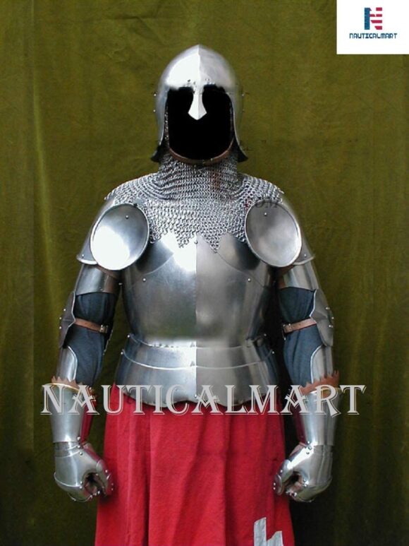 NauticalMart Knight Half Suit of Armor Breastplate with Helmet Medieval Armor Halloween Costume