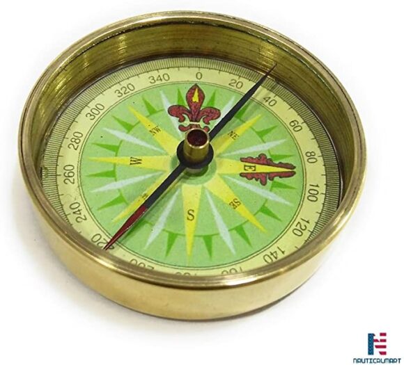 NauticalMart Vintage Solid Brass 2-inch Open Faced Pocket Compass