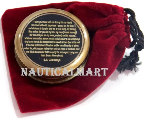 NauticalMart I Carry Your Heart Romantic Poem Compass