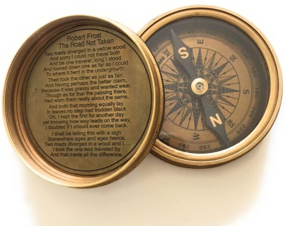 NAUTICALMART Robert Frost Poem Compass - Pocket Compass