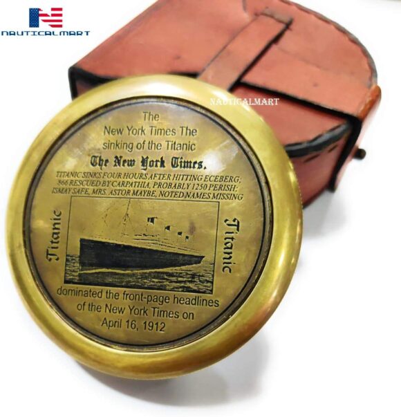 Antique Lid Titanic Compass Brass Finish Vintage Nautical Sailor Article - Maritime Magnetic Gift