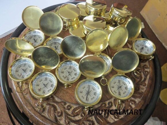 Wholesale Lot 100 Miniature Beautiful Shiny Brass Pocket Compass