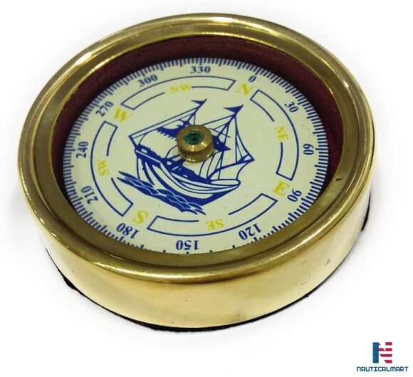 NauticalMart Marine Brass Open Faced Pocket Compass