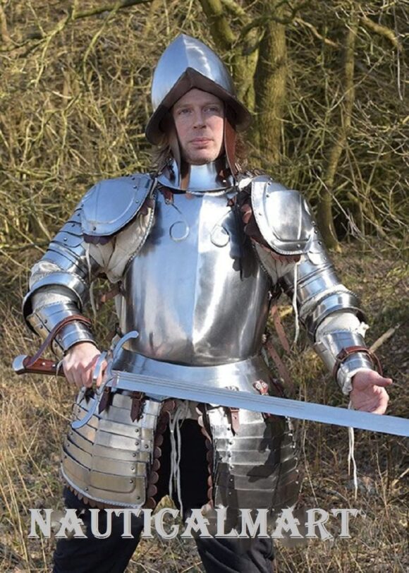 NauticalMart Plate Armour Half Suit of Armor with Morion Helmet