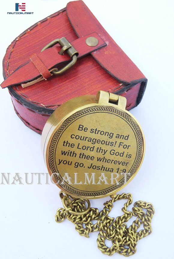 NauticalMart Be Strong and Courageous, Engraved Compass, Joshua 1:9 Engraved Gifts, Confirmation Gift Ideas, Baptism Gifts, Missionary Gifts, Birthday Gifts.