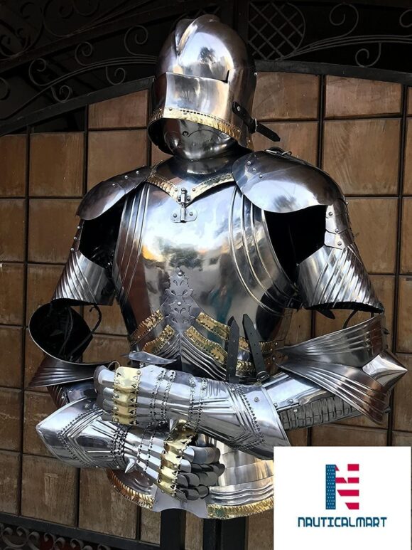 NauticalMart Gothic Half Suit of Armor Shining Plate Knight LARP Halloween Costume