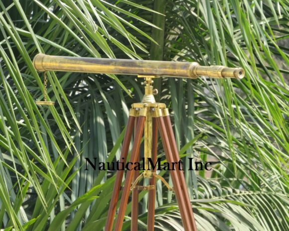 40'' Superb Power Coated Optics and Clarity Brass Floor Standing Telescope/Brass Spyglass. C-3214