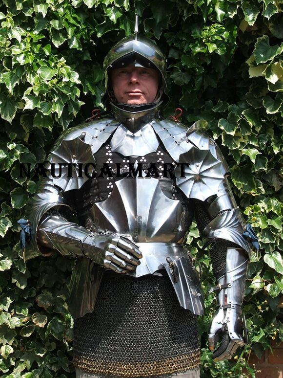 NAUTICALMART 18ga Half Medieval Armor Knight Wearable Suit of Armor Costume with Helmet