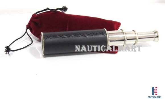 NauticalMart Brass Pullout Telescope - Silver Finish