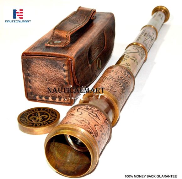 Leather Telescope Marine Nautical Antique Brass Pirate Spyglass Vintage Scope