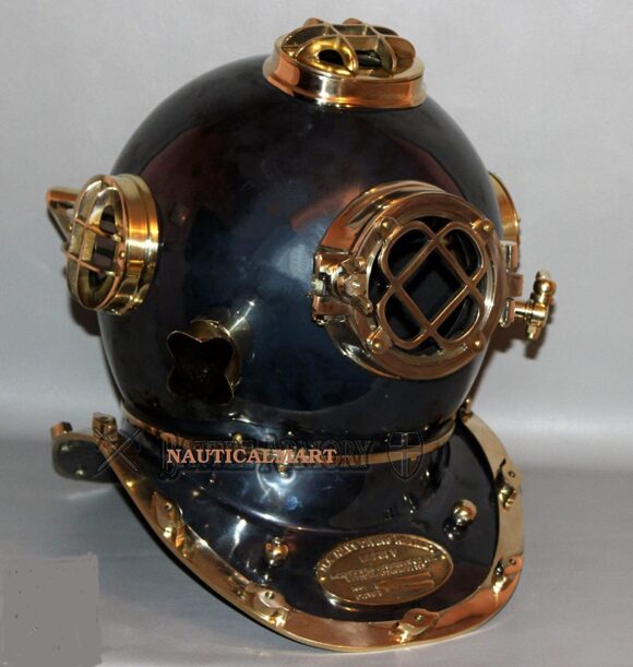 Antique Decorative Black Helmet Antique U.S Navy Brass Divers Diving Helmet Mark V FULL SIZE Deep sea Scuba Home Decor