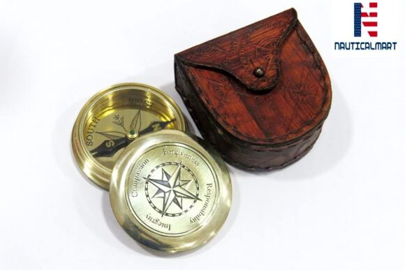 NauticalMart Solid Brass Compass Moral Brass Compass Integrity,Responsibility,Forgiveness,Compassion with Case Gift