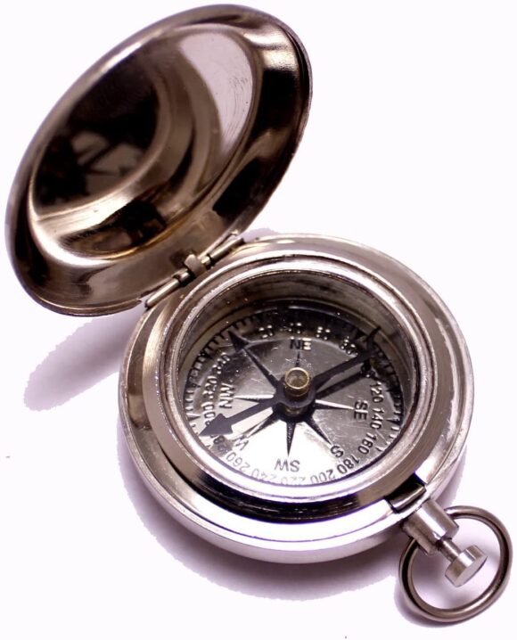 1.75" Classic Pocket Antique Style Camping Chrome Compass