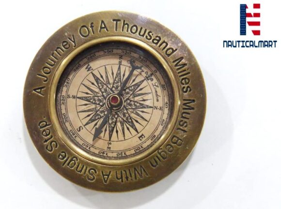 NauticalMart Handmade Brass Pewter Desktop Compass