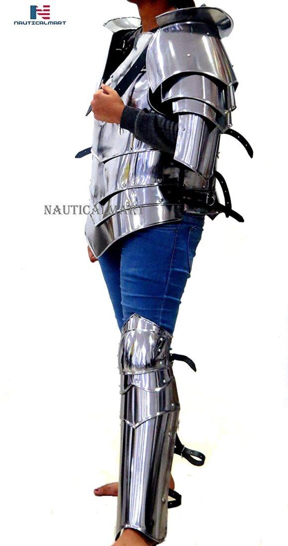 Nautical-Mart Ladies Knight Metal Armor for LARP-Elegant Armor Set for Women Medieval Suit of Armour Costume