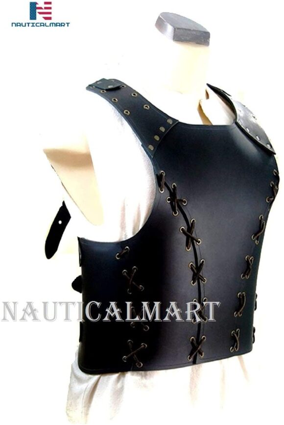 NauticalMart Borge Breastplate - Leather Armor for LARP Black Body Armor Jacket