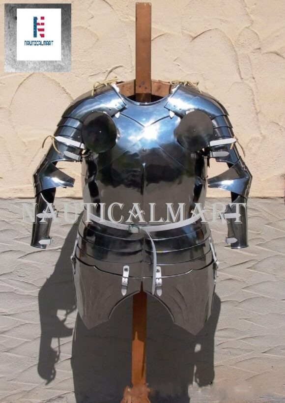 NAUTICALMART LARP Armor Fantasy Medieval Costume Armor Steel Armour Breastplate with Arm Set