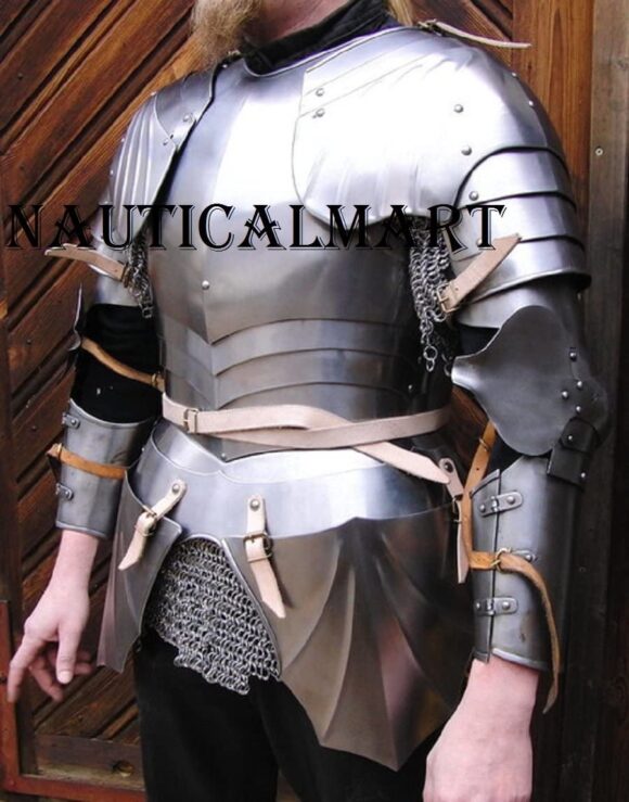 NAUTICALMART Medieval Knight Reenactment Steel Armour Breastplate with Arm Set Halloween