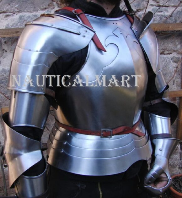 NAUTICALMART Medieval Reenactment Steel Armour Breastplate with Arm Set Halloween