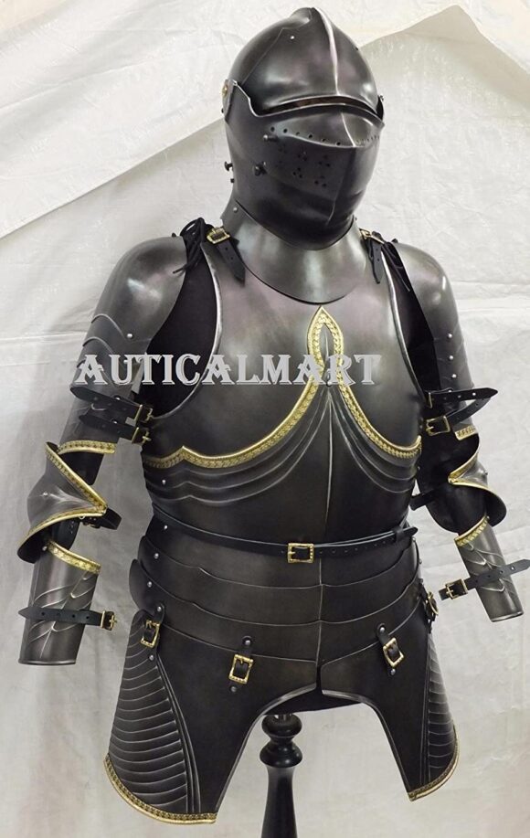 NauticalMart Medieval Breastplate Black Knight Suit Armor Wearable Costume