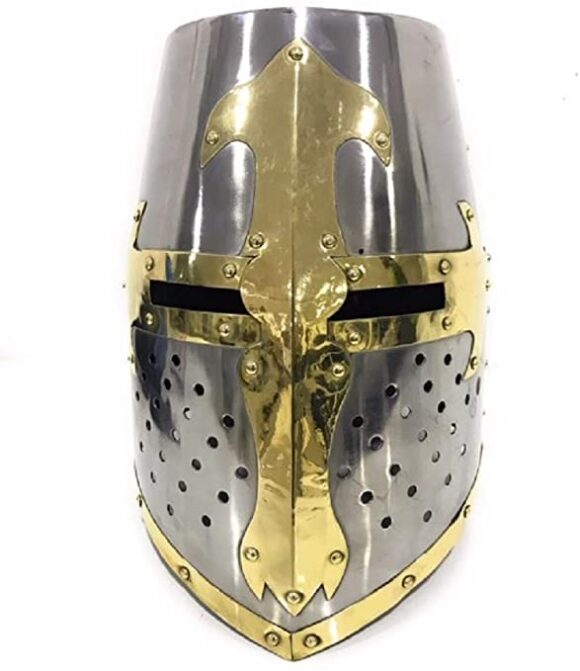 NauticalMart Crusader Great Helm Medieval Knights Templar Helmet Armor Silver