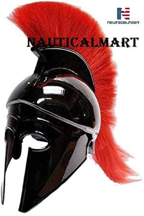 NauticalMart Greek Corinthian Helmet with Red Plume|Wearable Helmet Armor|Roman Knight Spartan LARP Costume