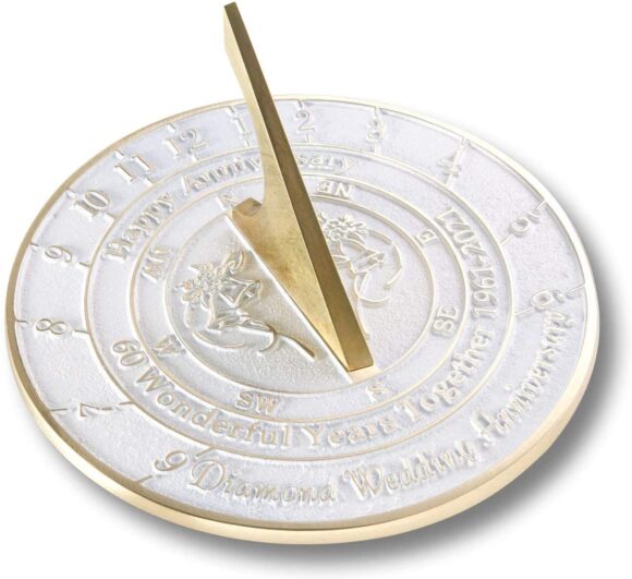 NauticalMart 60th Diamond Wedding Anniversary Sundial Gift Idea is A Great Present for Him, for Her Or for A Couple to Celebrate 60 Year of Marriage (60th Anniversary)