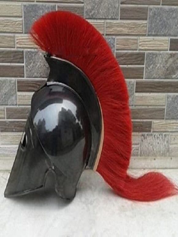 NauticalMart Greek Black Corinthian Helmet Red Plume Medieval Armour