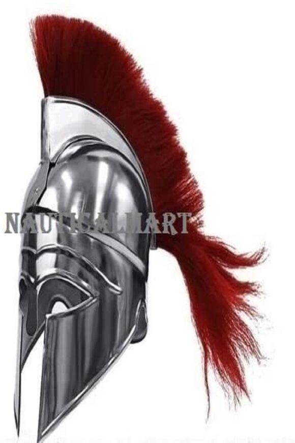 NauticalMart Greek Corinthian Helmet - Black - Antique with RED Plume