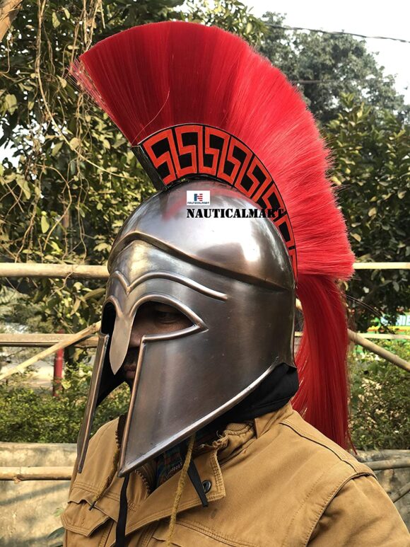 Nautical-Mart Medieval Greek Corinthian Helmet Red Plume Armour Knight Spartan