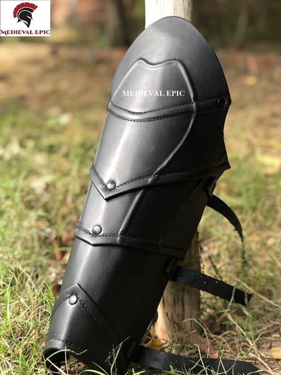 Medieval Leather Dark Elf Greaves Leg Armor/LARP Fantasy Elven Armor Leg