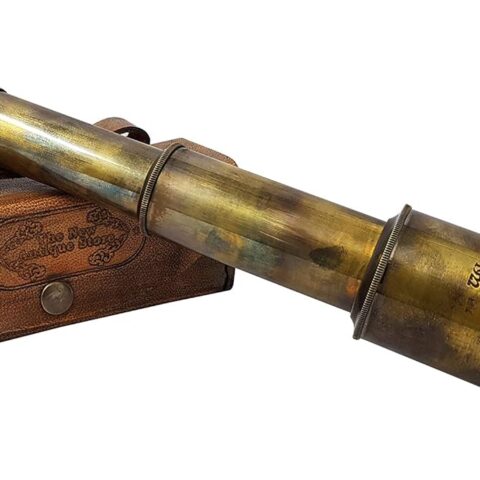 Brass Nautical - 12x Pirate's Functional Telescope | Made of Brass | Glass Optics | Captain's Spyglass| Camouflage Finish | 17in Long | 1Pc in Leather Case | Handheld Style Spyglass B013I7UQFU