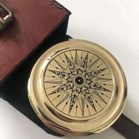 Engraved Brass Robert Frost Poem Compass with Leather Case -Romantic Gift Ideas for Him/Her Confirmation Gifts, Baptism Gifts, Birthday, Graduation Gifts, Wedding Gifts