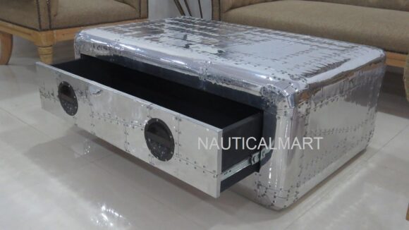 NauticalMart Blackhawk Large Coffee Table Furniture Two Side Drawers - Image 6