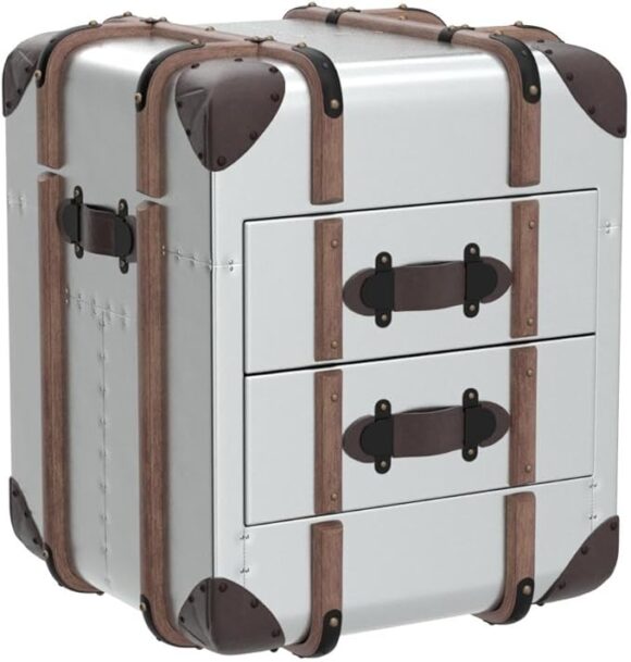 Nautical-Mart Aviator Luggage Trunk Side Table, Soft Close Drawers - Image 2