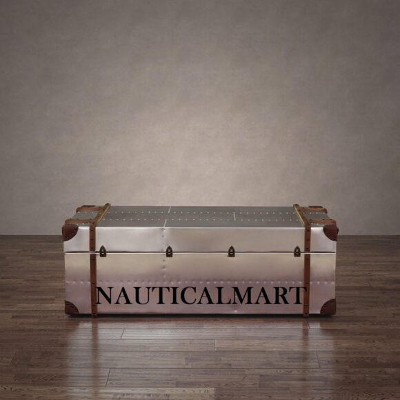 NauticalMart Commander Aluminum Storage Trunk Coffee Table - Image 6