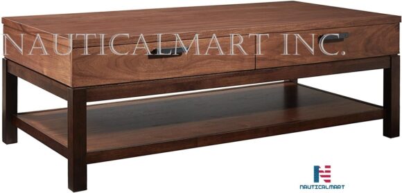 NauticalMart Food & Wine Estate Collection Coffee Table, Dark Chocolate/Walnut