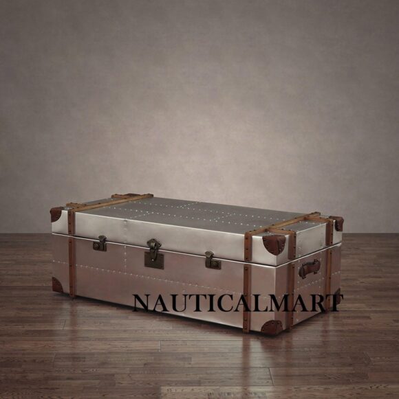 NauticalMart Commander Aluminum Storage Trunk Coffee Table - Image 3