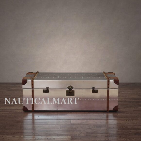 NauticalMart Commander Aluminum Storage Trunk Coffee Table