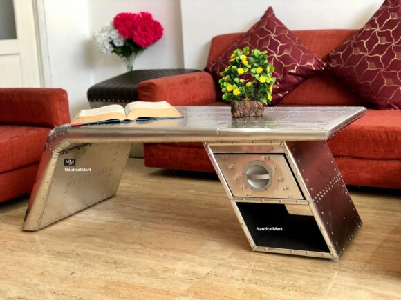 NauticalMart Aviator Wing Desk Aluminium Table Aviator Home and Office Furniture Decor