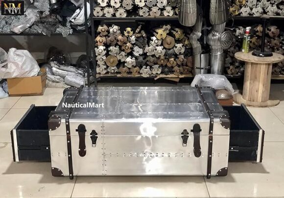 NauticalMart Richard's Aluminum Trunk Coffee Table - Image 6