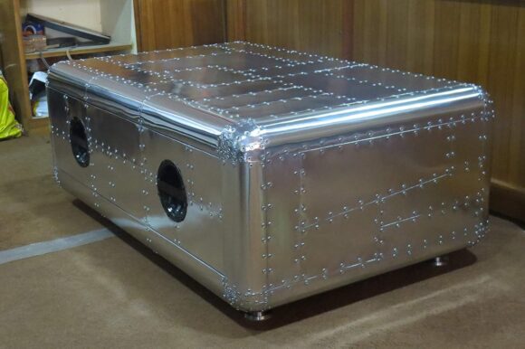 NauticalMart Vintage Coffee Table Aluminum Trunk - Image 7