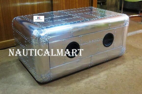 NauticalMart Blackhawk Metal Coffee Table (50") - Image 4