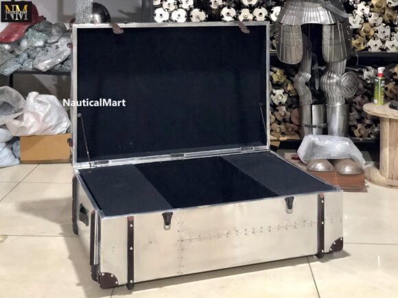 NauticalMart Richard's Trunk Coffee Table Aviation Decor Vintage Aviator Trunks - Image 3