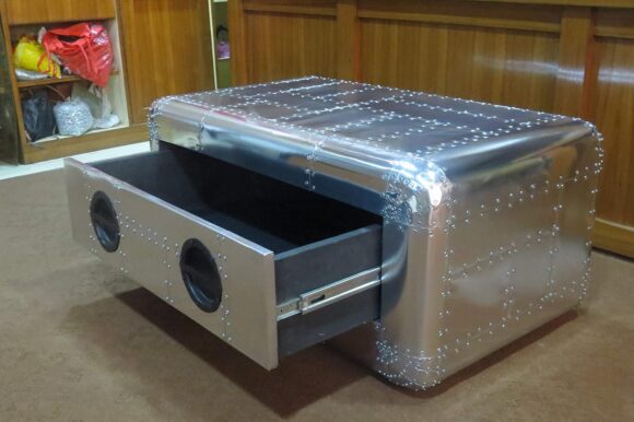 NauticalMart Vintage Coffee Table Aluminum Trunk - Image 6