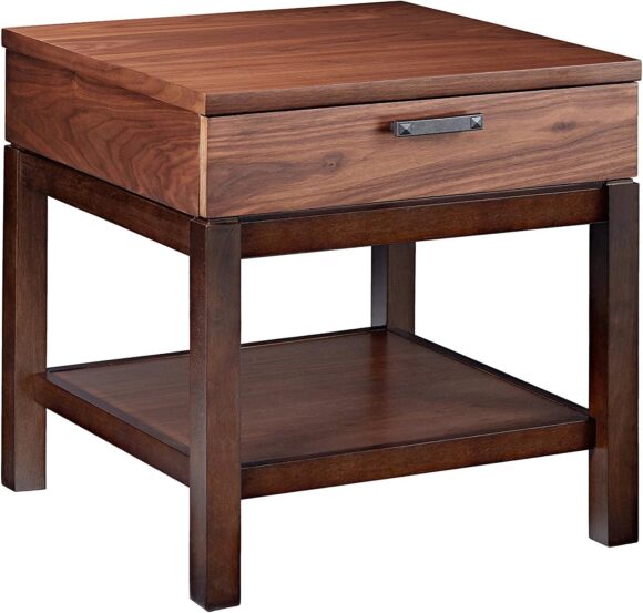 NauticalMart Food & Wine Estate Collection End Table, Dark Chocolate/Walnut