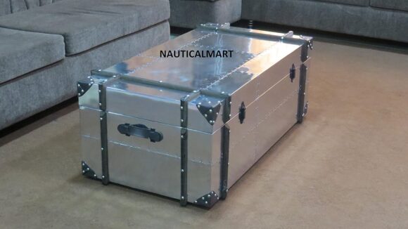 NauticalMart Commander Aluminum Storage Trunk Coffee Table