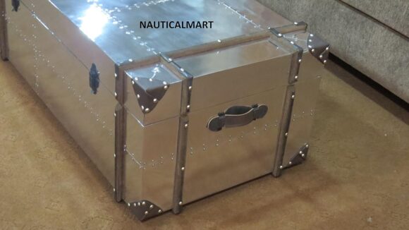 NauticalMart Commander Aluminum Storage Trunk Coffee Table - Image 6